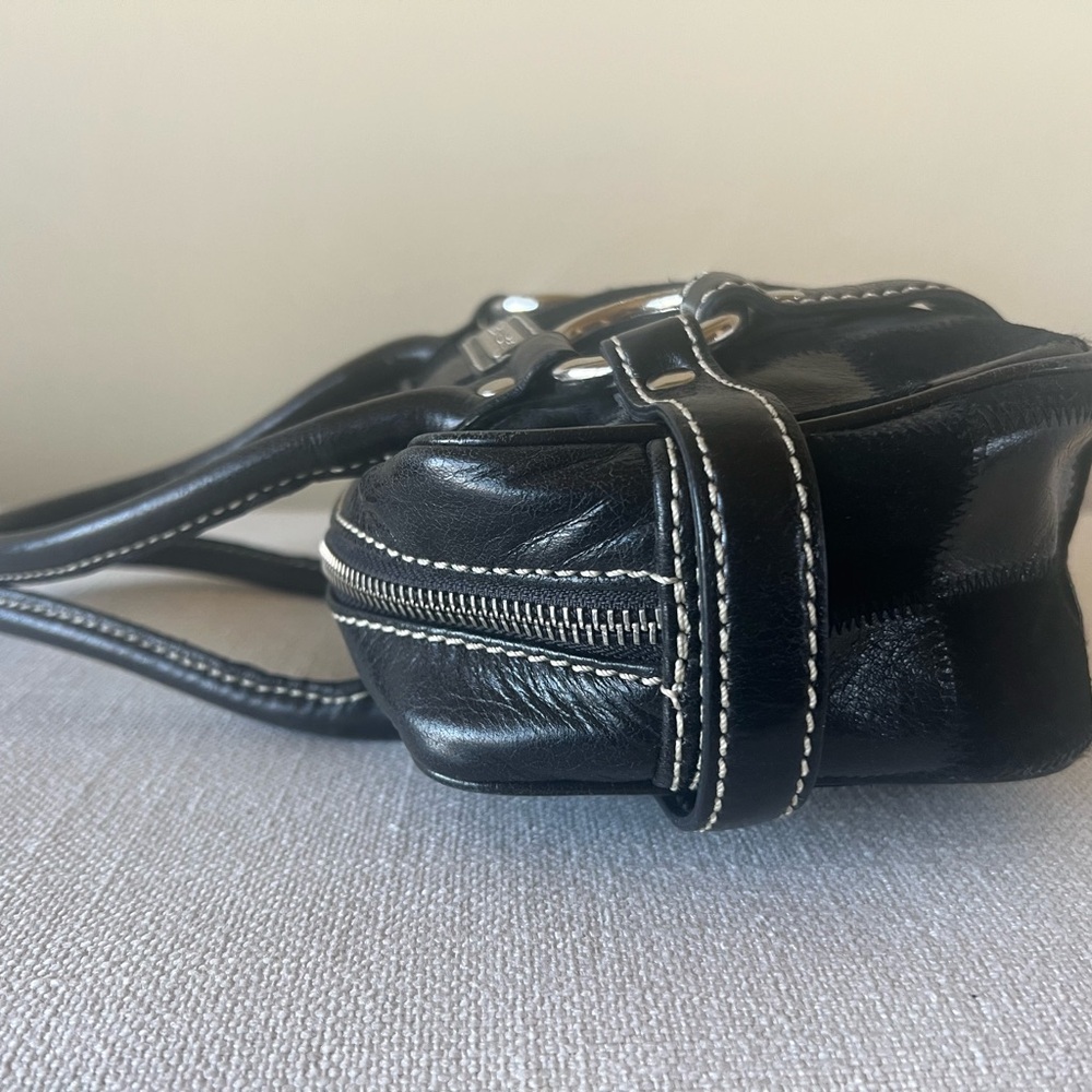 Vintage Isabella Fiore Checkerboard Patchwork Satchel - Leather & Suede Y2K - Picture 6 of 15